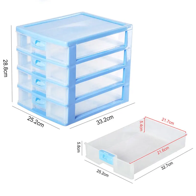 A4 Filing Cabinet 4 Tier Plastic Clear Office Storage Drawer Organizer Storage Box Parts Cabinet Office Desktop Organizer