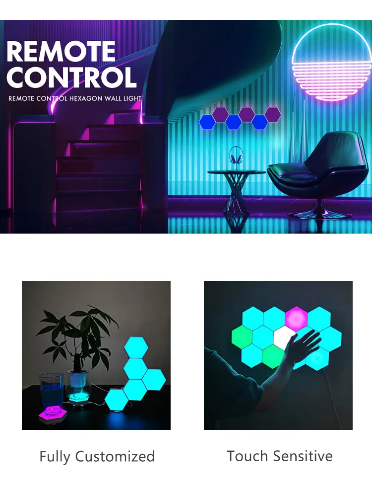 Rgb Remote Smart Hexagonal Wall Panels Touching Led Wall Lights With