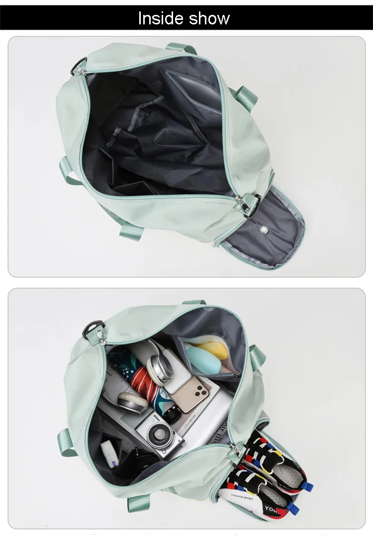Waterproof Outdoor Travelling Bag Designer Pink Duffel Shoe Compartment Travel Organizer