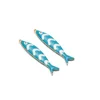 40*8mm gold Long fish-shaped double-sided blue