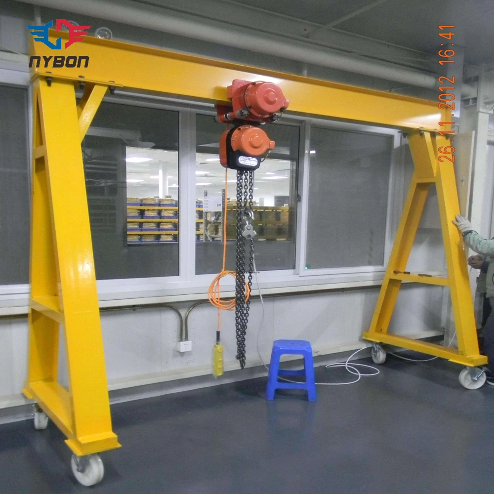 10 Ton Simple Structure Manual Small Mobile Portable Mini Gantry Crane with Chain Hoist