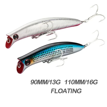 Cheery High Quality 90mm/13g 110mm/16g 8color Artificial Floating Topwater Hard Plastic Popper Floating Minnow 3D Eye Hard Fishi – Minnow – view 2