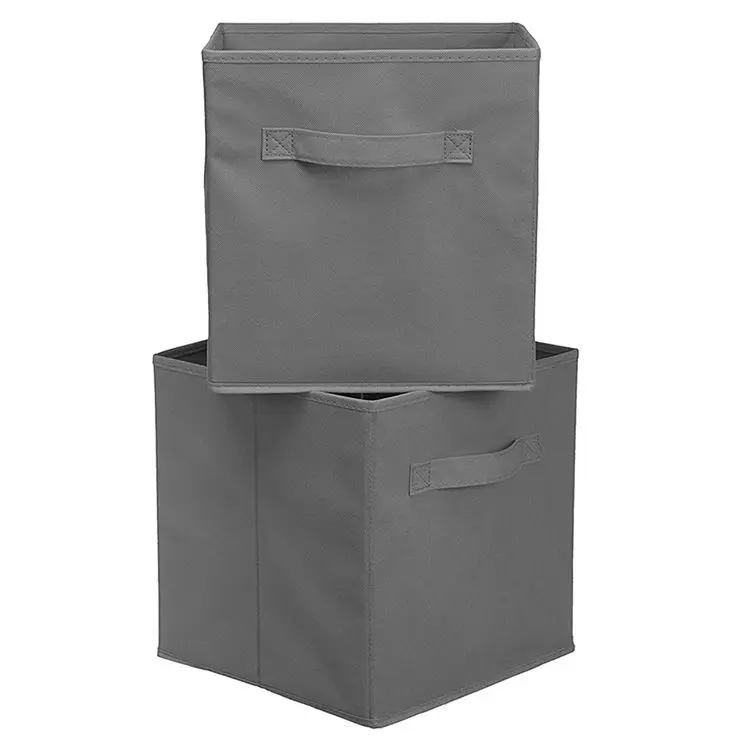 Factory Top Sale Non-woven Fabric 11 Inch Cube Foldable Storage Boxes Storage Box With Handles In Grey Or Color For Toys Clothes supplier