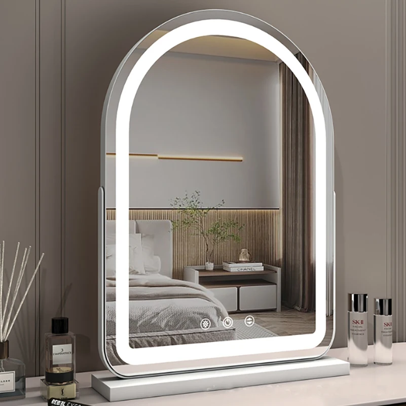 Modern LED Light Makeup Mirror with USB Charging and Natural Light Simulation for Tabletop Use 0