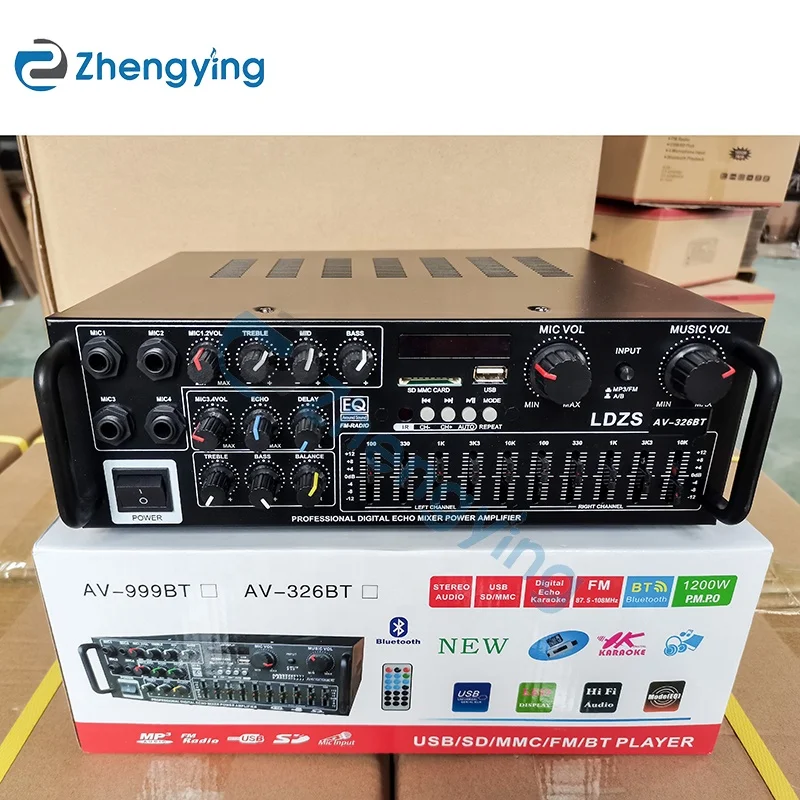 AV-326BT Karaoke Amplifier - 4 Mic Input, 300W + 300W Power Home