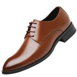 Men's Casual Flats Dress Shoes Business Wedding Breathable Formal Leisure Loafers Soft Lace-up Leather Pointed Closed Spring