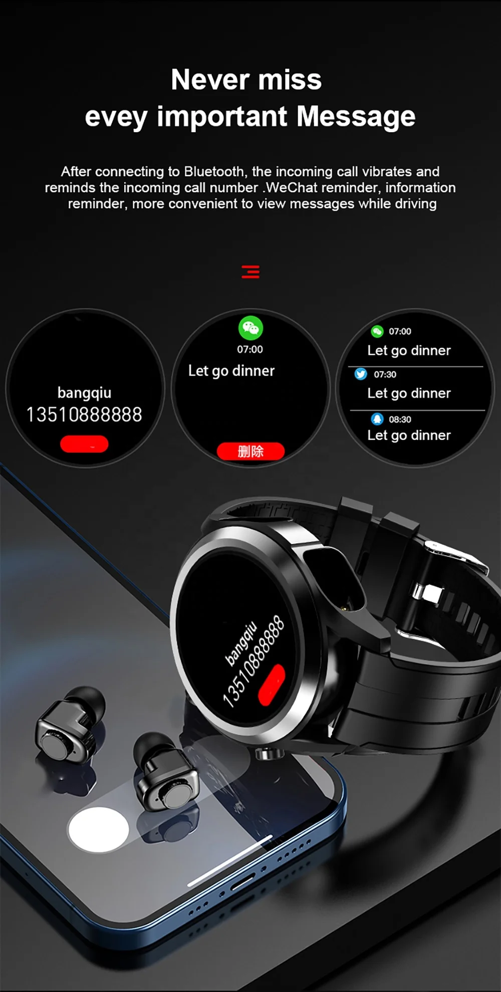 Watch Factory Supply T10 Smartwatch Android JM03 TWS 2 In1 Smart Watch with Headphones Wireless Earbuds BT Earphone