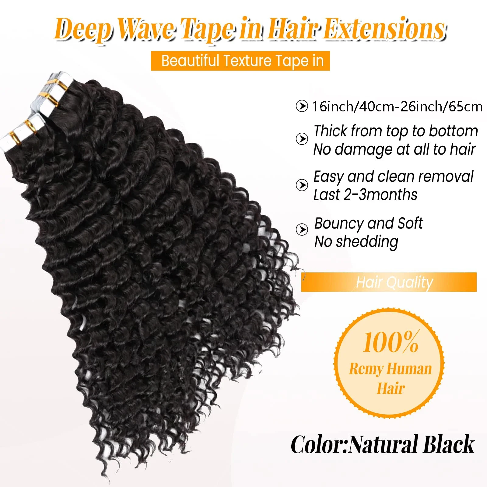 Deep Wave teip juustepikendustes 100% naturaalset värvi kleepuv nahakude naistele_voghion.com
