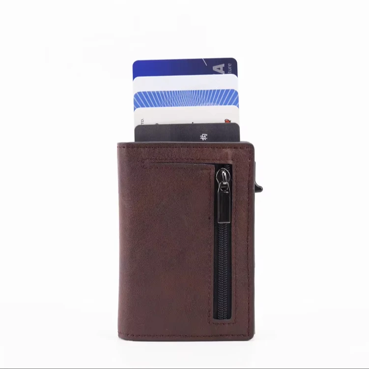 Porte-cartes RFID Avec Blocage Et Pochette Adhésive – Portefeuille Minimaliste Pour Homme, Extraction Pop-up, étui Pour Cartes Et Billets – Cadeau Idéal