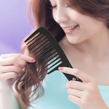 Black Large Wide Tooth Detangler Paddle Brush Styling Comb for Curly Wet Long Hair Wide Tooth Comb