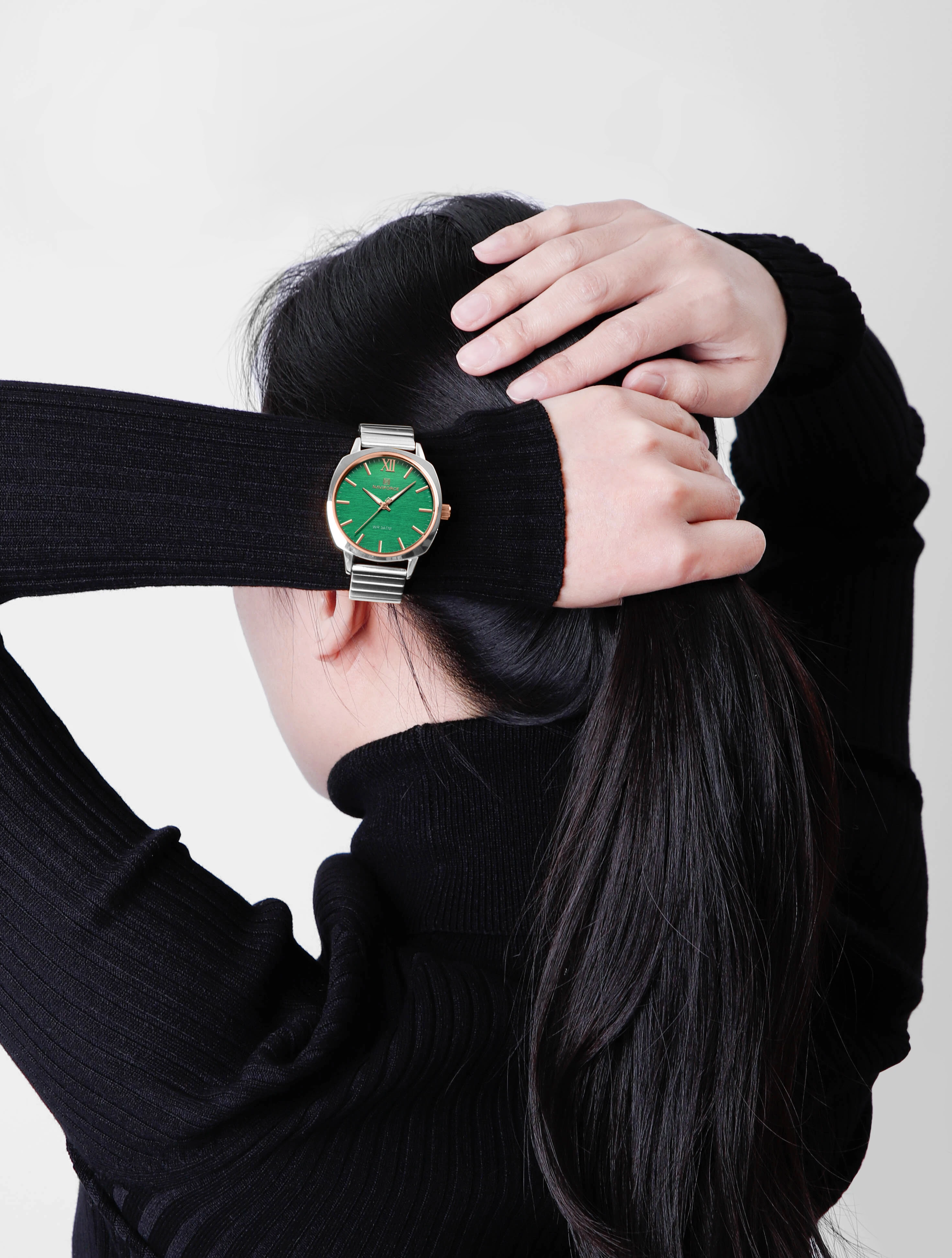 NAVIFORCE 5044 Women's Watches Quartz Watch Waterproof Stainless Steel Strap Rose Gold Watch for Women Luxury Ladies Wristwatch