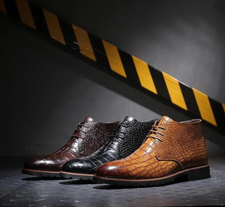 New Style Men Casual Shoes for Outwear Solid Color Plus Size Autumn Genuine Leather Boots