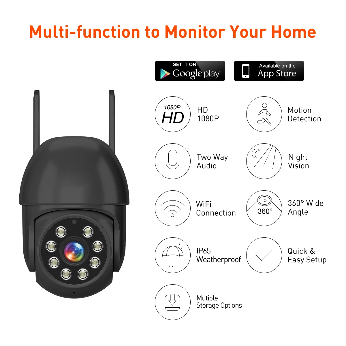 tuya rp4 2mp outdoor wifi dome security camera waterproof hd cctv with night vision alarm storage motion detection tf card cloud-56