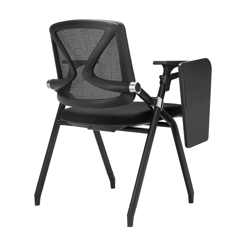 product modern black padded training chairs office school use folding design conference chairs with writing pad for living room-99