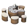 yellow-brown, HPL, teapot, 4 stools, swivel chair