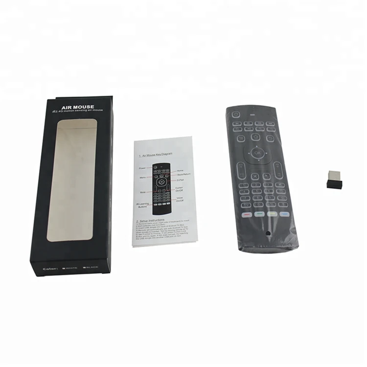 MX3 Backlit Mini Keyboard 2.4G Wireless Air Mouse USB Dongle Receiver Gyro Sensor Universal Remote Control for TV BOX in Stock