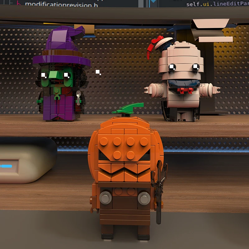 4-NË-1 Halloween Figurë Ndërtimi Blok Set Katror Larg dhe i Larg Kep Larg dhe i Larg Figurë Assembluar Nano Blok Larg dhe i Larg Lojër DIY Skelet Pumpkin Figurë Lojër