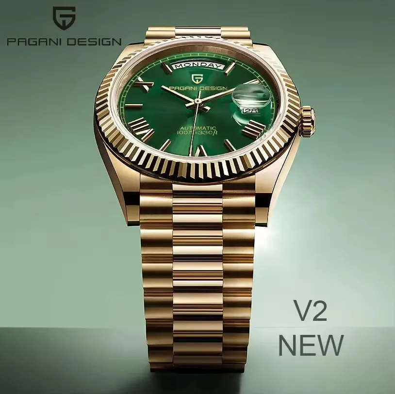 Pagani Design Rolex Dalla Cina PAGANI DESIGN 1752 Gold Green Mens