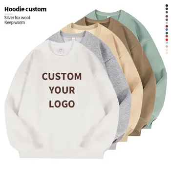 Heavyweight 420gsm Cotton Blend Crewneck Sweatshirt Unisex French Terry Pullover Thermal Lined Streetwear Gym Workout Top