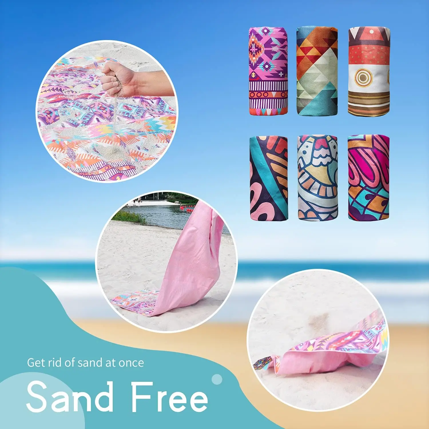 High Quality Print Beach Towels With Logo Water Absorption Sand Free ...