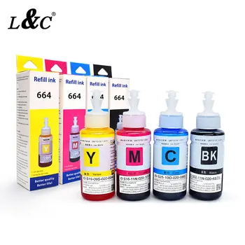 L&C 664 EP664 T664 EcoTank Refill Dye Ink Compatible for Epson Inkjet Printer L100/L111/L200/L211/L301/L211/L351/L353