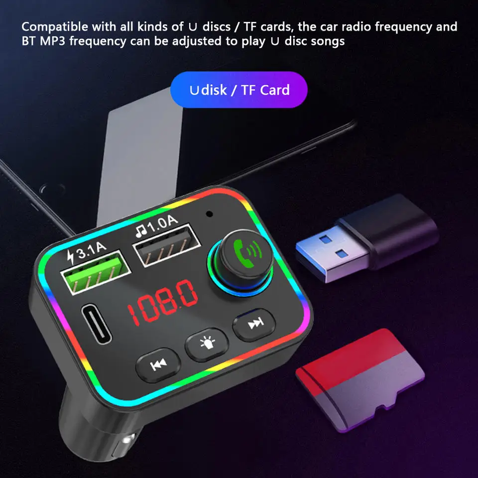 F4 Fm Transmitter Car Mp3 Player For Car Usb Charger Led Backlight Fm