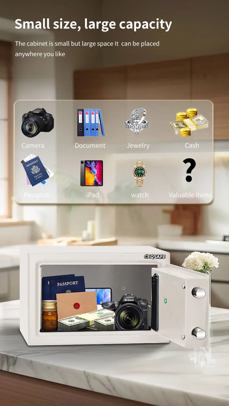 CEQSAFE Digital Safe Box Steel Safes Money Bank Small Household Password Key Safety Security Box details