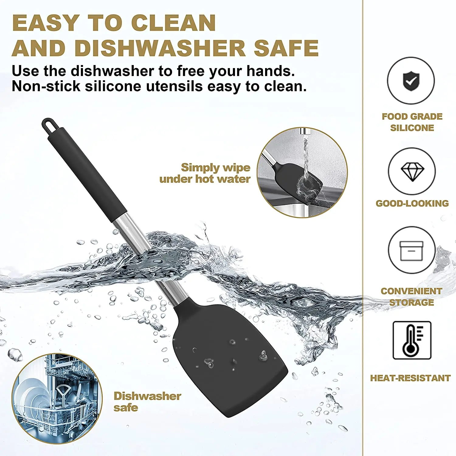 Лидер продаж кухонные аксессуары силиконовая посуда лопатка набор антипригарных кухонных принадлежностей с