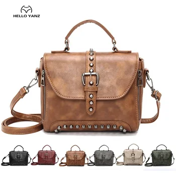 PU Leather Shoulder Messenger Bag Cross Body Bag Fashion Women's Rivet Handbags