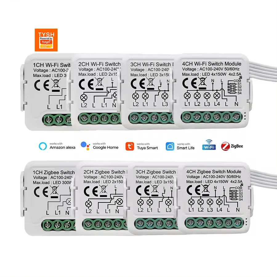 1/2/3/4 Gang Tuya Wifi Zigbee умный свет беспроводной пульт дистанционного управления выключатель модуль реле домашний автоматический голос Alexa