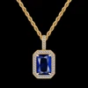 Sapphire pendant +3mm 24inch rope chain