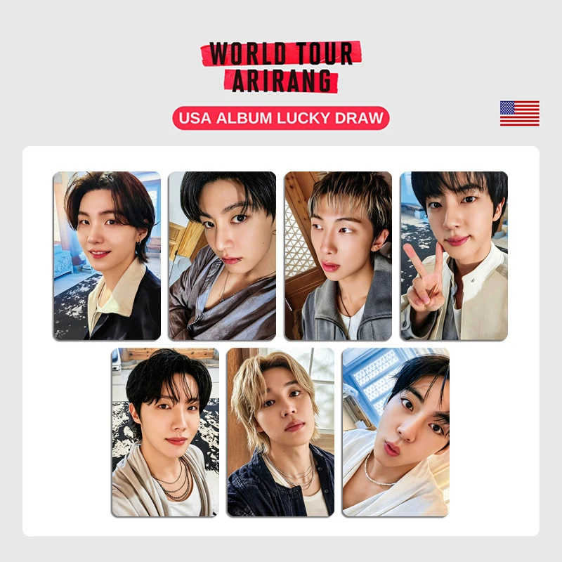 7Pcs/Set Kpop JUNGKOOK SUGA V ARIRANG World Tour Selfie Photocards
