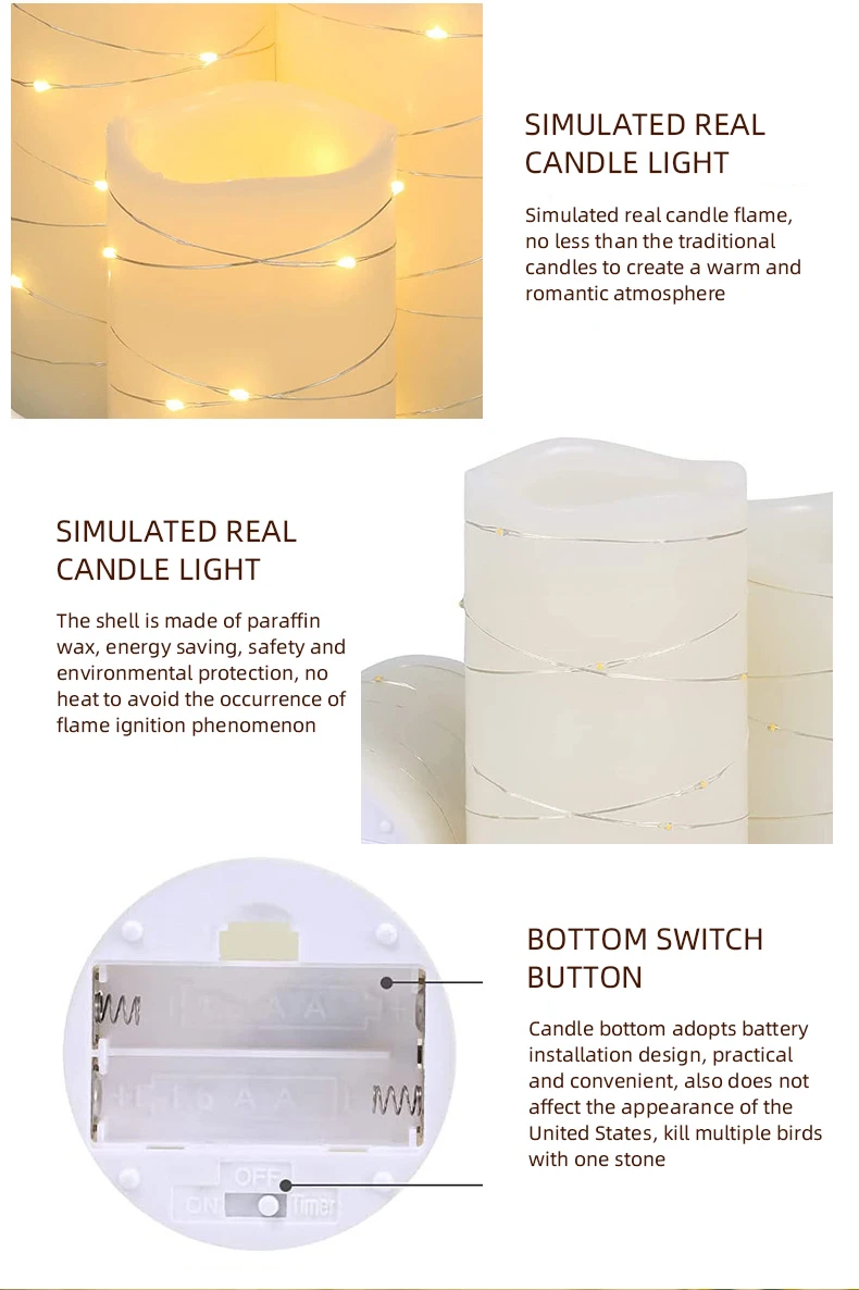 Battery powered Wedding celebration festival Christmas decoration  flameless electronic candles led paraffin glitter candle manufacture