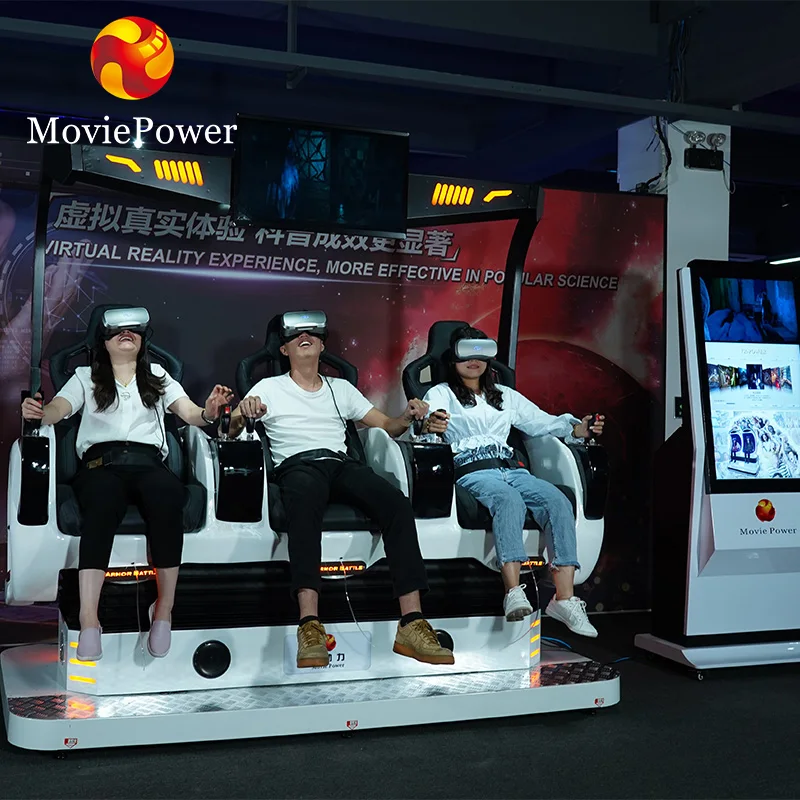 Virtual Reality Simulation Rides 3 Seats 9d 360 Vr Cinema Motion Chair Shooting Interactive Games for Shopping Mall and Fun City