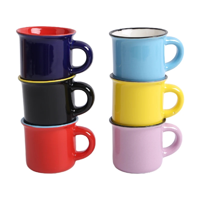 Drinkware Mini 3 oz Customized Shape and logo Colored Campfire Mugs Enamel Ceramic Mug