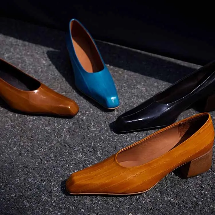 2025 Spring New Imported Eel Skin High-end Leather Shoes Temperament Single Shoes High Heels Women