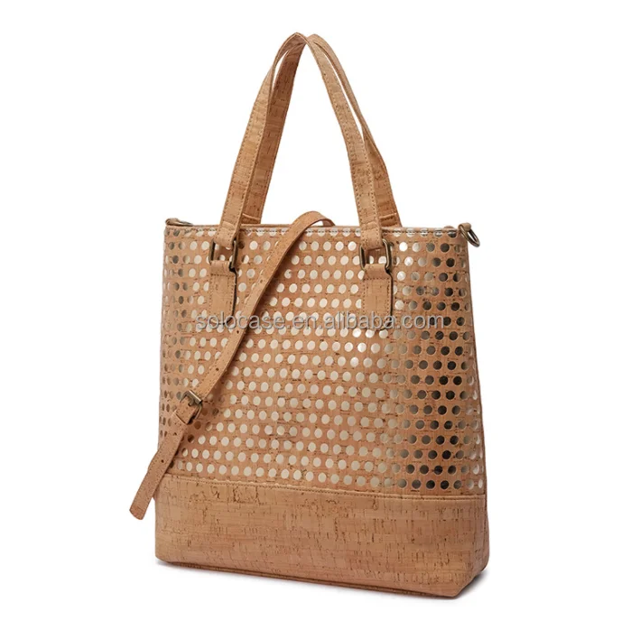 Women's Gold Textured Cork Tote Bag