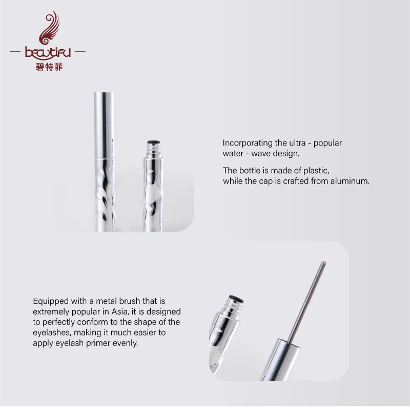 5ml Popular Water Ripple Style Empty Plastic & Aluminum Mascara Tube with Metal Brush