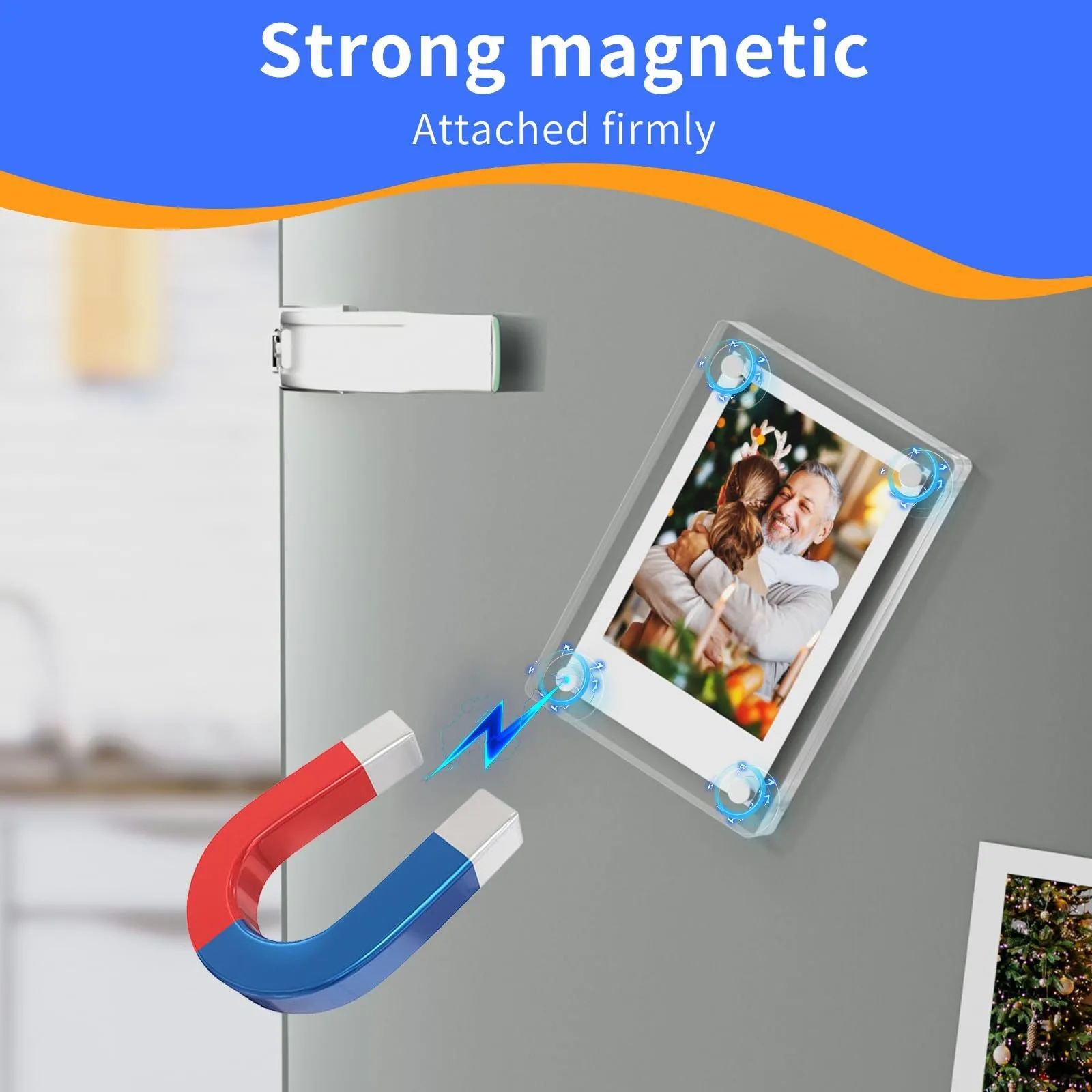 Custom Clear Acrylic Block Photo Frame Double Sided Strong Magnetic Polaroid Picture Frame Transparent Plastic Small Decor