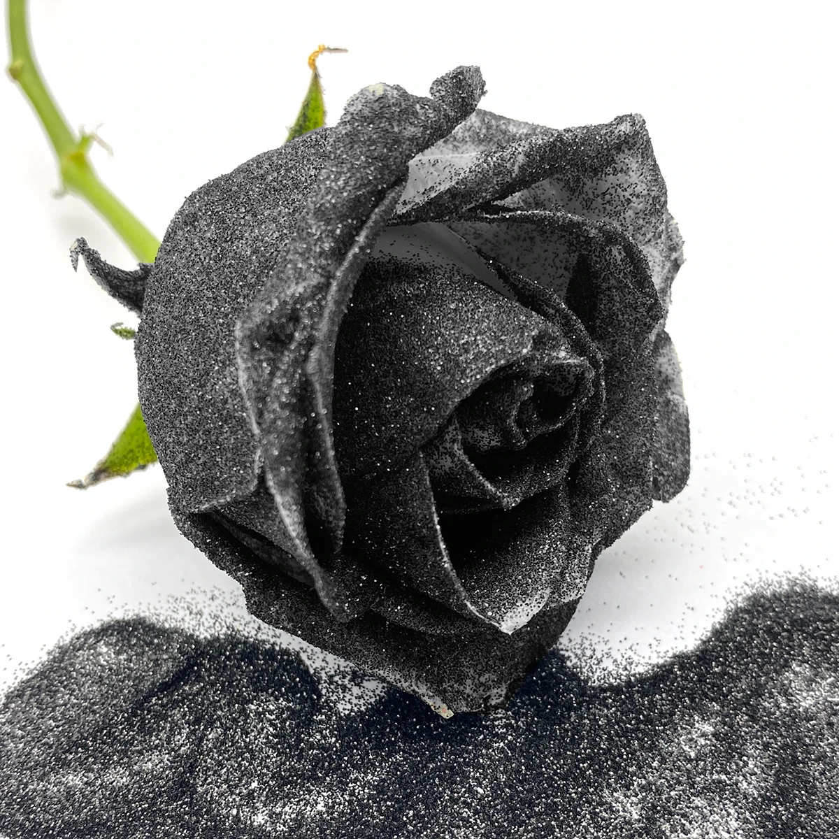 Black Flowers Glitter Rose Fresh Artificial Flowers paillette for DIY Decor Wedding Bridal Bouquet Party