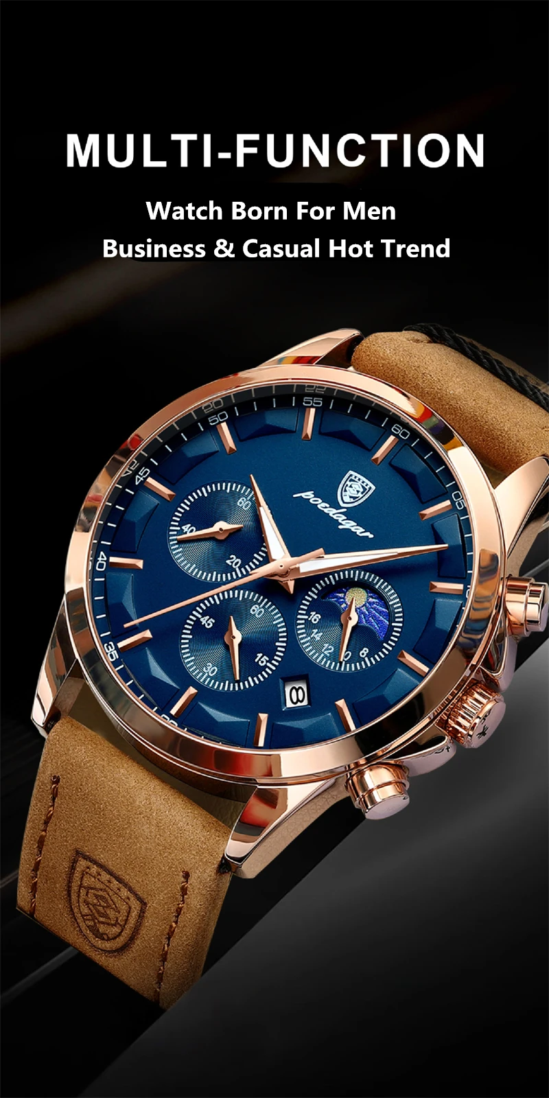 Poedagar P928 Newest Ornate High End Newest Customize Best Selling Waterproof Best Price Men Quartz Watch Stainless Steel Band
