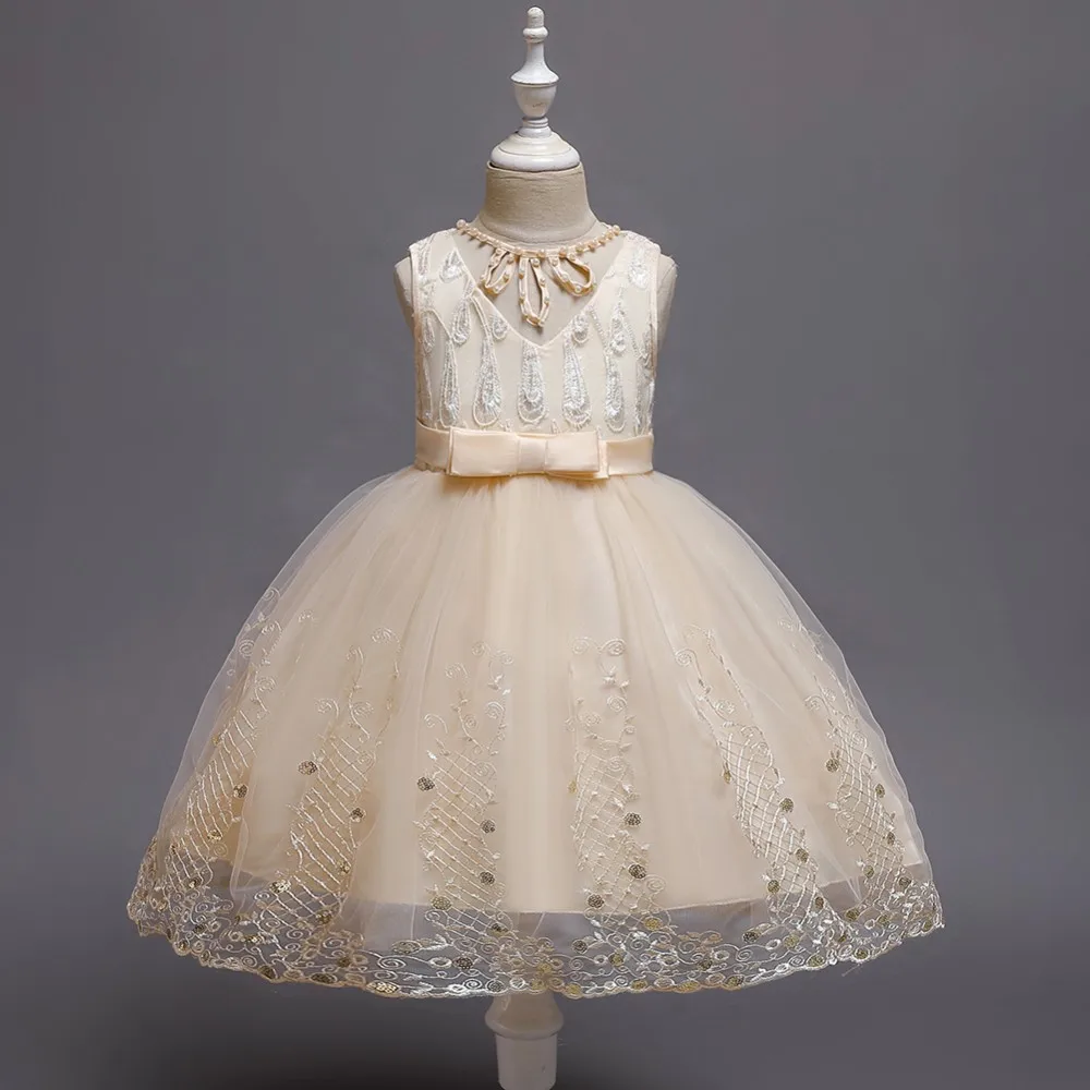 западная модель девушки Грейс платье 5 - летний шампанское детский костюм свидетельницы цветы рисунок детская одежда