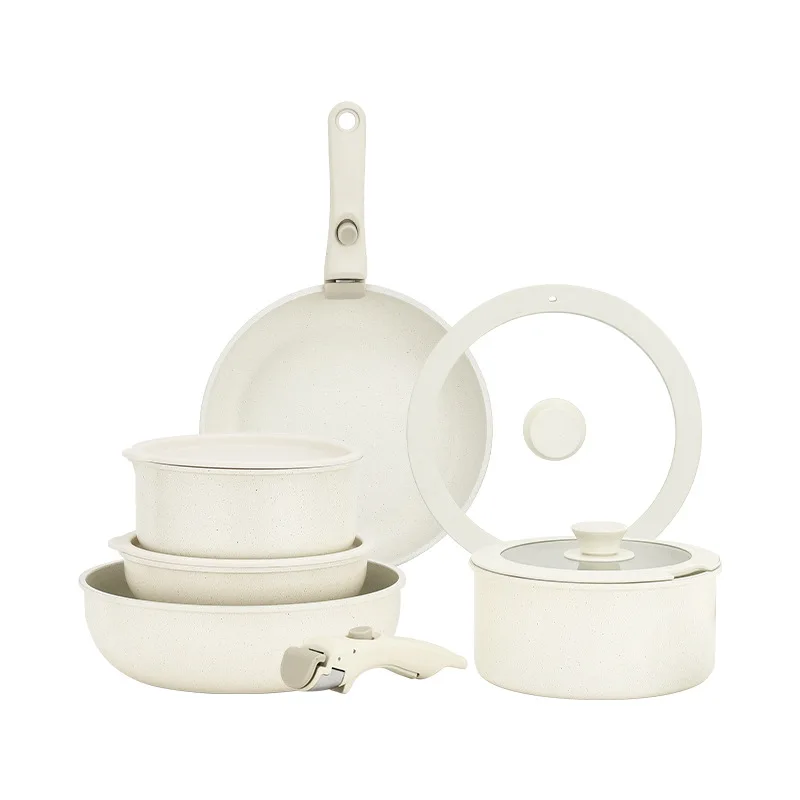 OWNSWING 11 Pieces Detachable Handle Cookware Set Home Non Stick Frying Pan Outdoor Sets Camping Portable Cooking Pot Sets
