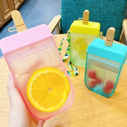2021 Ins Trendy Popsicle Water Bottle Bags Creative Clear Juice Cup Cute Designer Reusable Plastic Drink Cup Purse Handbag