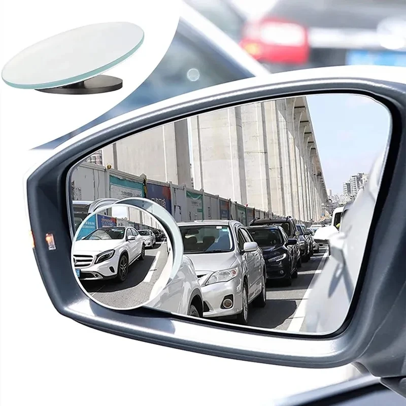 Car Rearview Auxiliary Round Mirror 360 Degree Adjustable Reversing