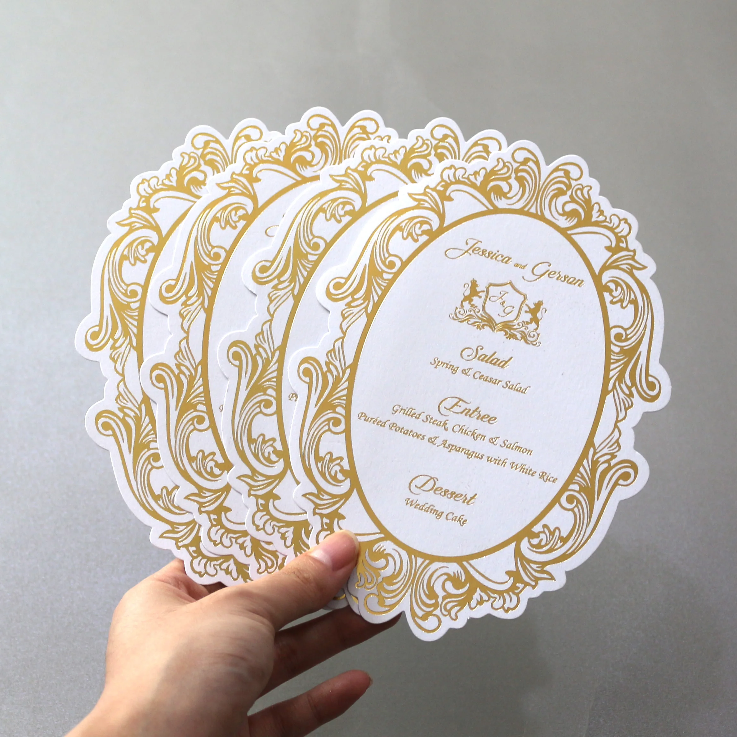 European Style Bronzing Paper Menu Card