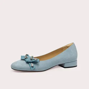 Hot-selling Women Shoes Elegant Shallow Low Heel  Pumps Ladies Comfort New Formal  Simple Round Flat Shoes