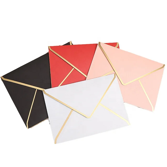 Luxury custom cardboard paper wedding envelopes gold foil paper envelope