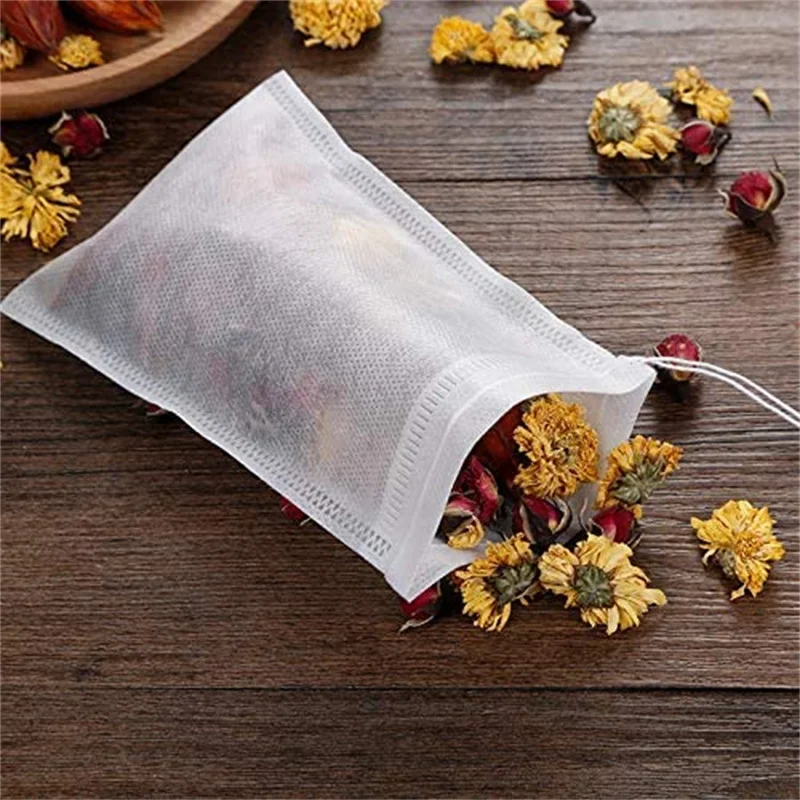 In Stock Biodegradable Tea Bags With Draw Strings Eco Non Woven Fabric Filter Tea Bag Heat Seal