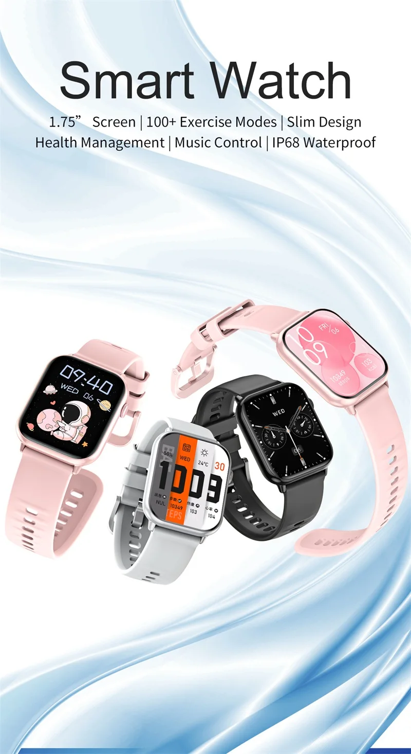 HD15 Smart Watch Bracelet Men Women 1.75Inch HD Screen Heart Rate Monitoring Waterproof BT Call Smartwatch (1).jpg